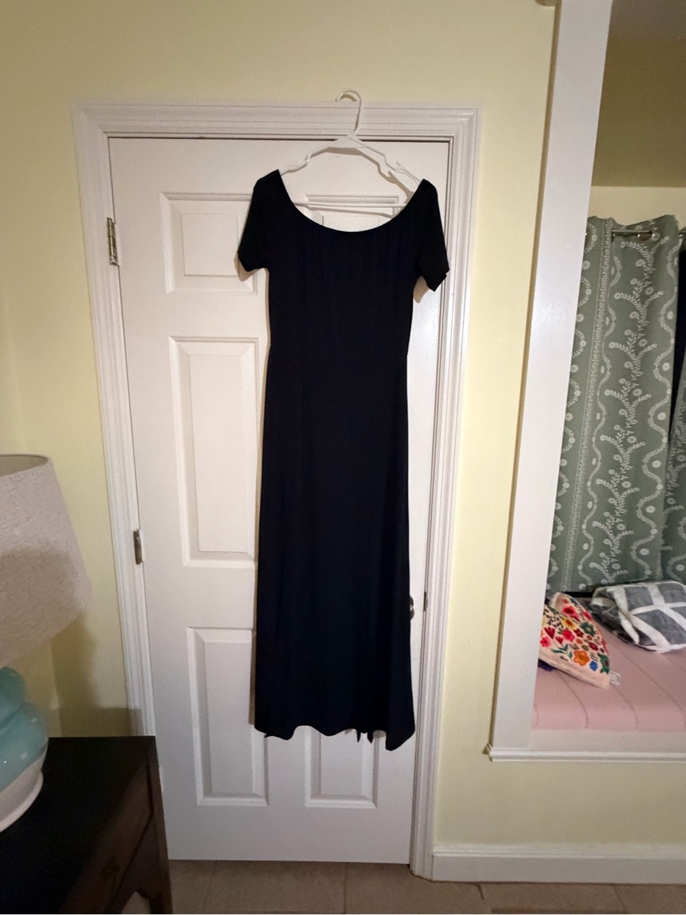 LASCANA Black Short Sleeve Maxi Dress Scoop Neck Casual Elegant